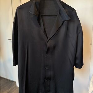 Black Zara Silk Button-Up Shirt